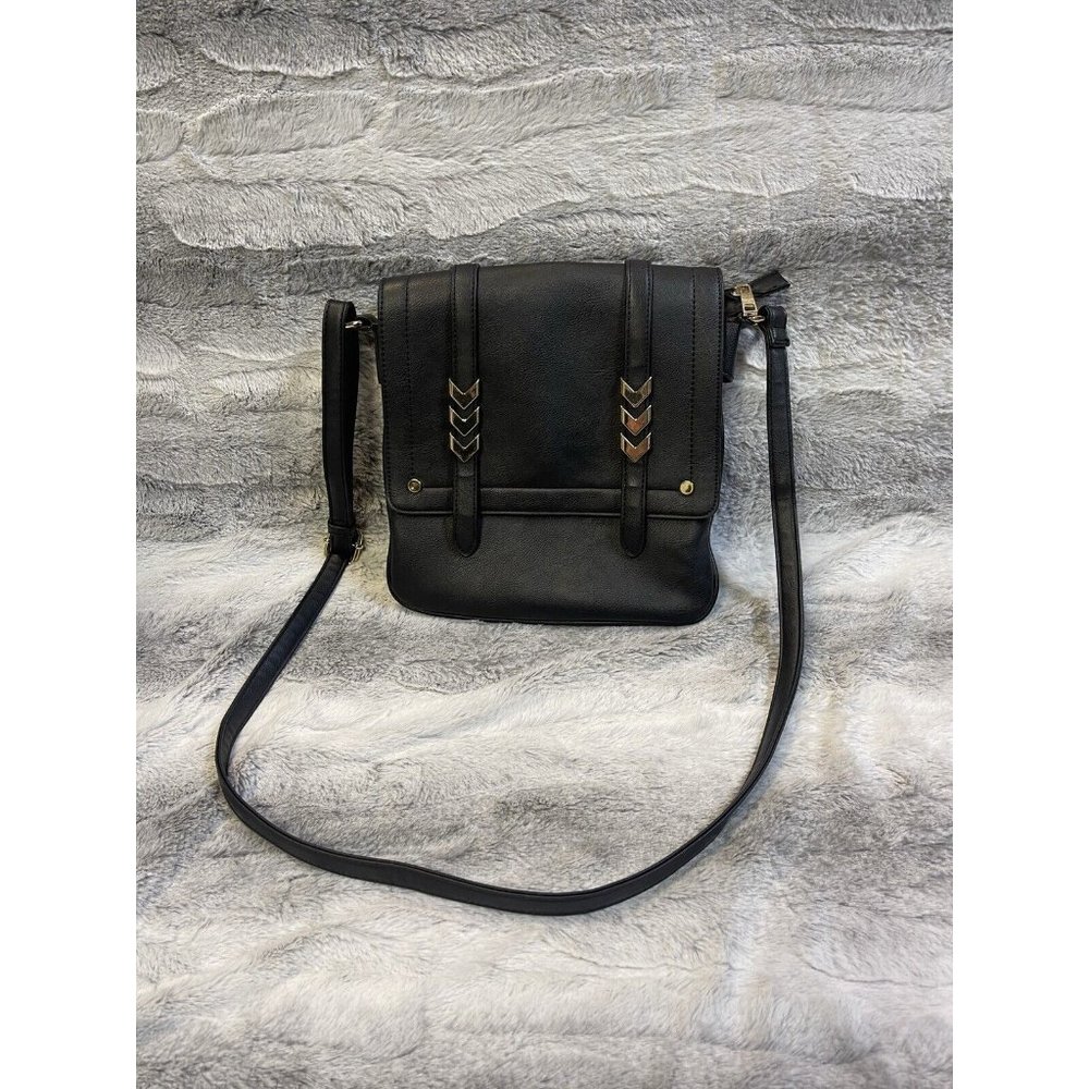 Double Compartment Large Flapover Crossbody Bag Black